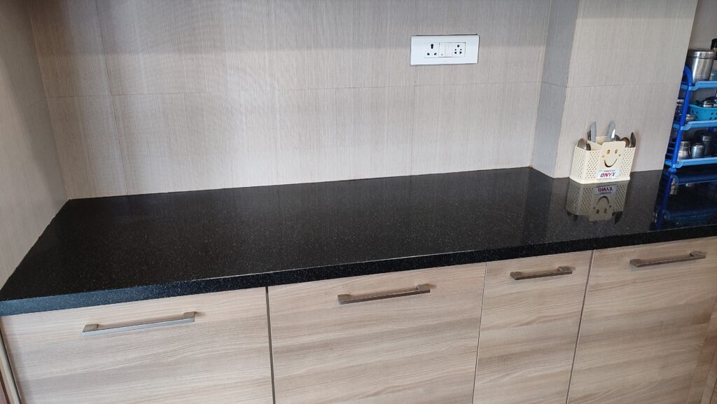 Lizol Kitchen Power Cleaner can be used on kitchen surfaces such as countertops, sinks,